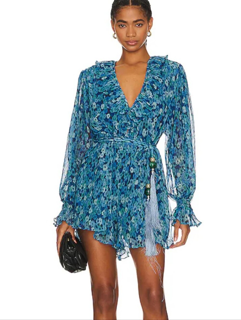 NWT Sabina Musáyev Print Chiffon Romper – Vibrant Blue Floral